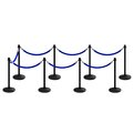 Montour Line Stanchion Post and Rope Kit Black, 8 Crown Top 7 Blue Rope C-Kit-8-BK-CN-7-PVR-BL-PS